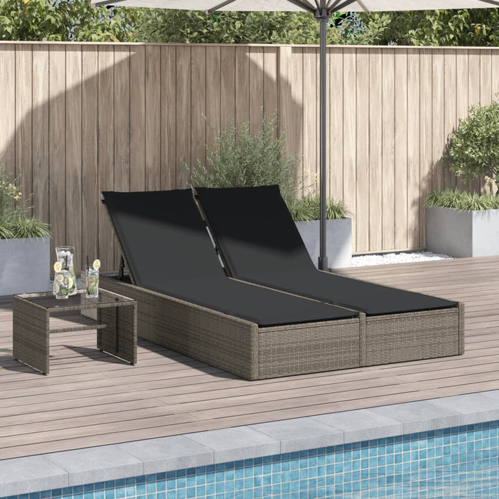 loungesofa med hynder polyrattan grå