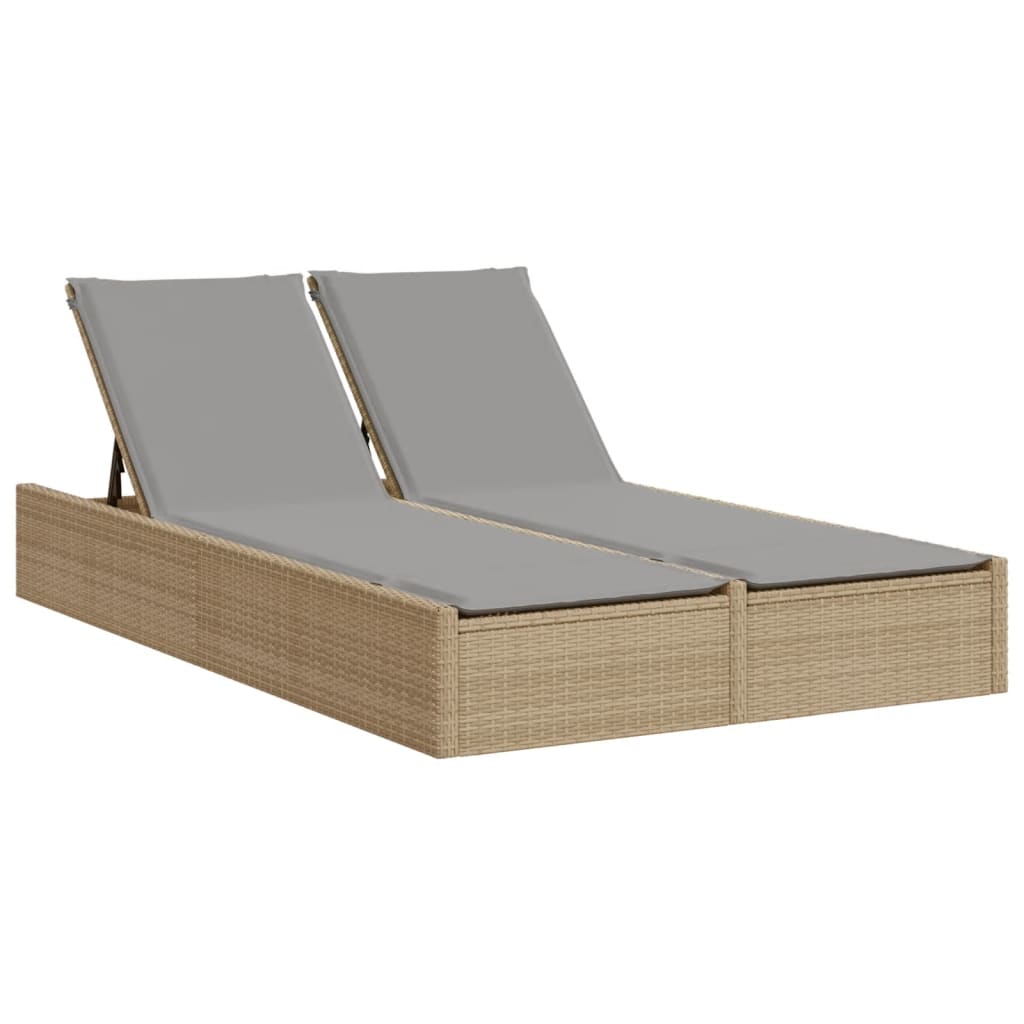 solseng med hynder polyrattan beige