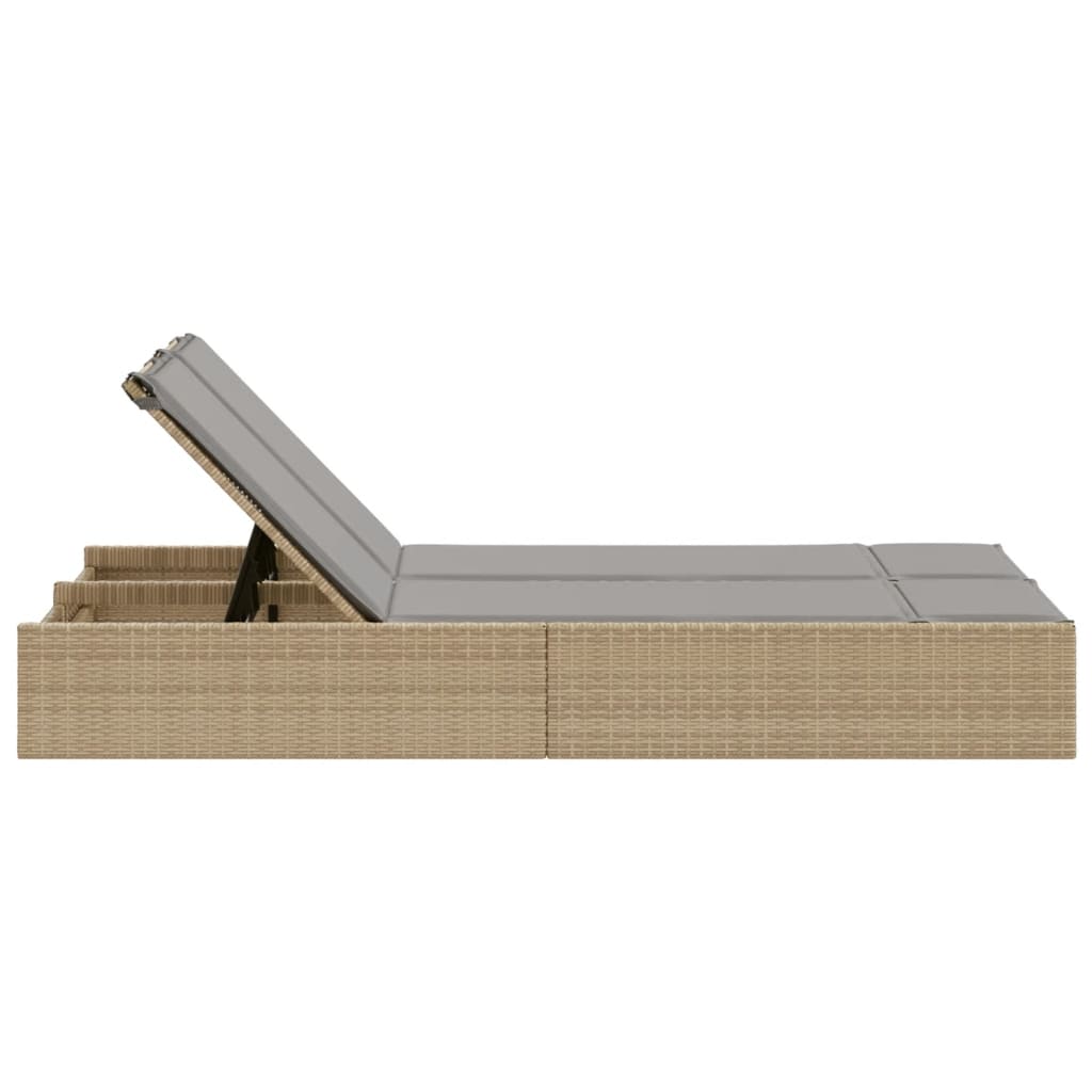 solseng med hynder polyrattan beige
