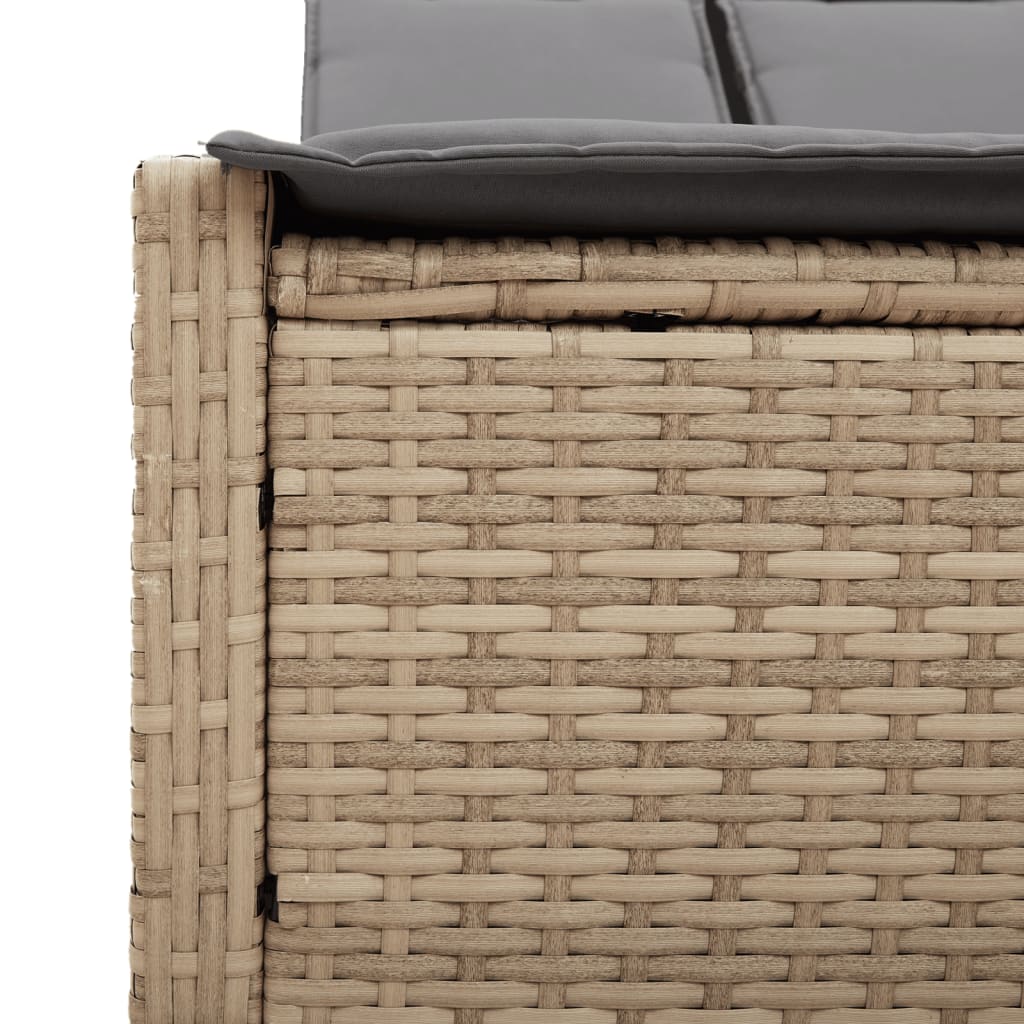 solseng med hynder polyrattan beige