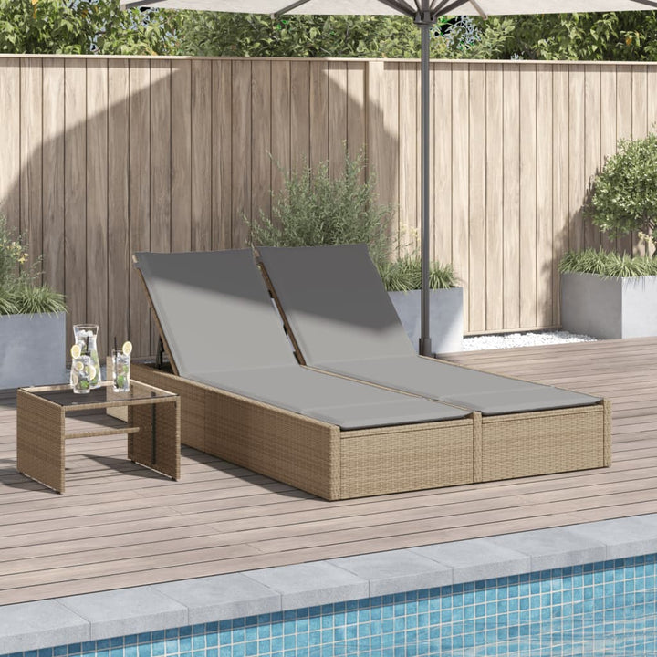 solseng med hynder polyrattan beige