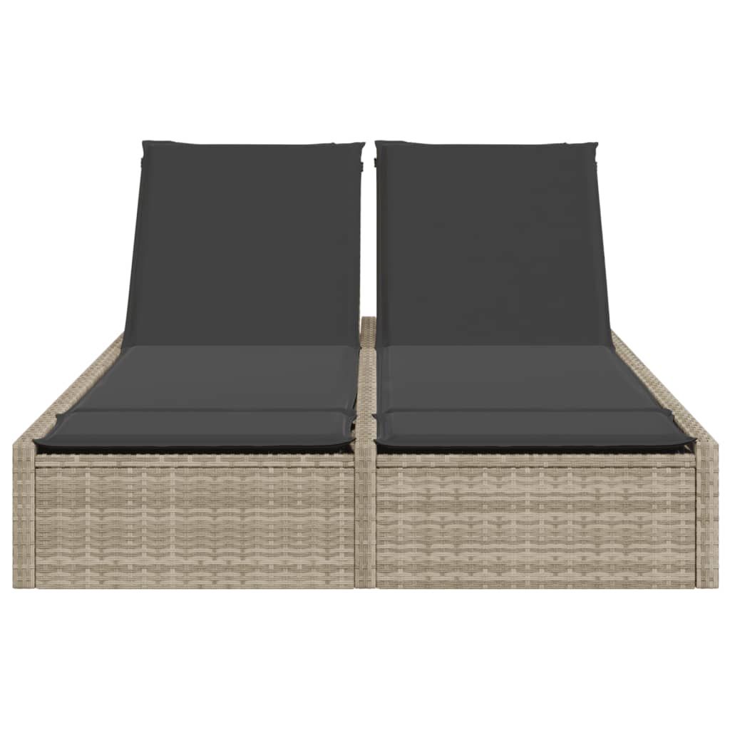 solseng med hynder polyrattan lysegrå