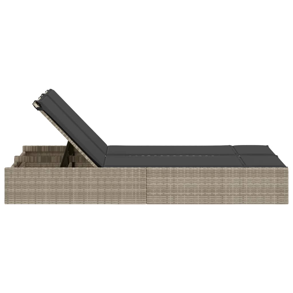 solseng med hynder polyrattan lysegrå