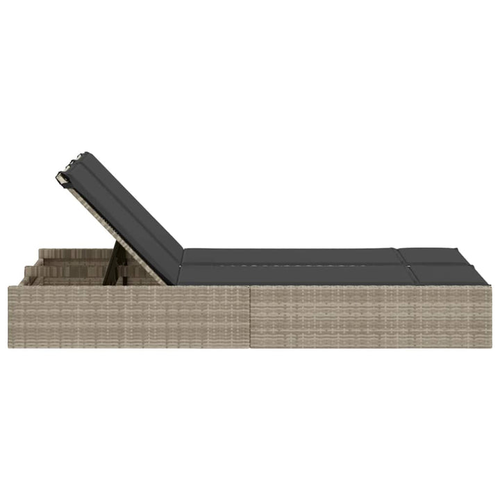solseng med hynder polyrattan lysegrå