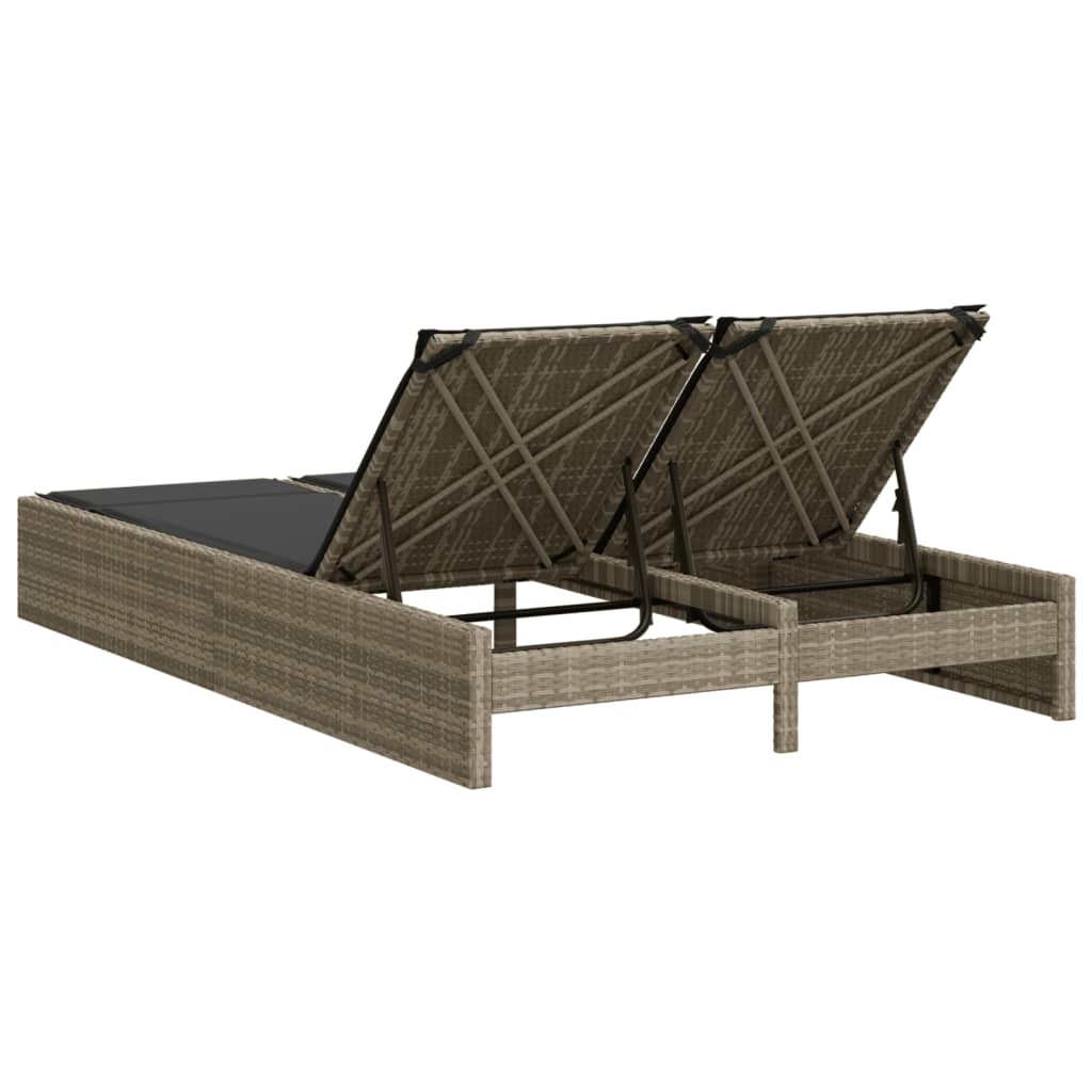 solseng med hynder polyrattan lysegrå