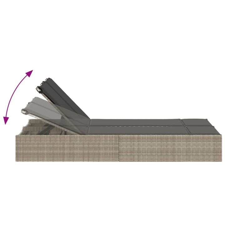solseng med hynder polyrattan lysegrå