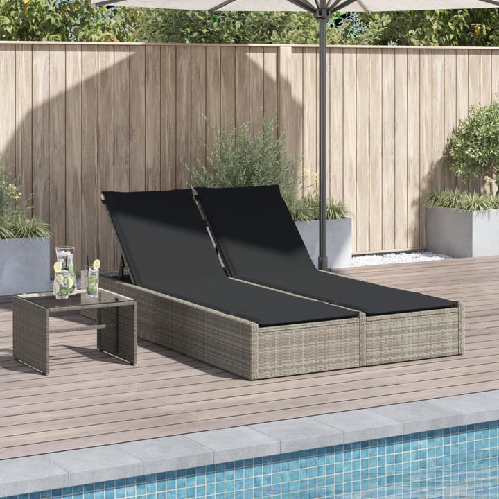 solseng med hynder polyrattan lysegrå