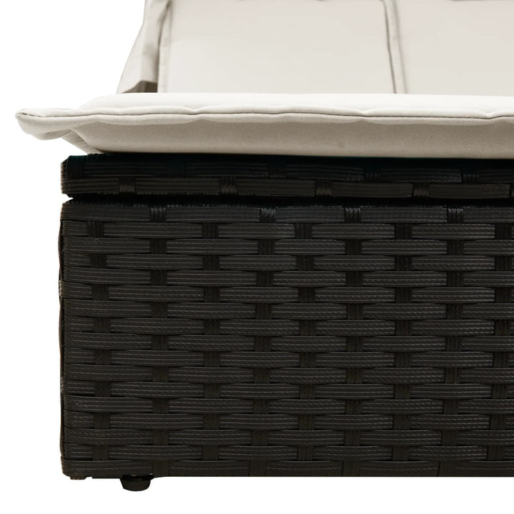 solseng med baldakin og hynder polyrattan sort