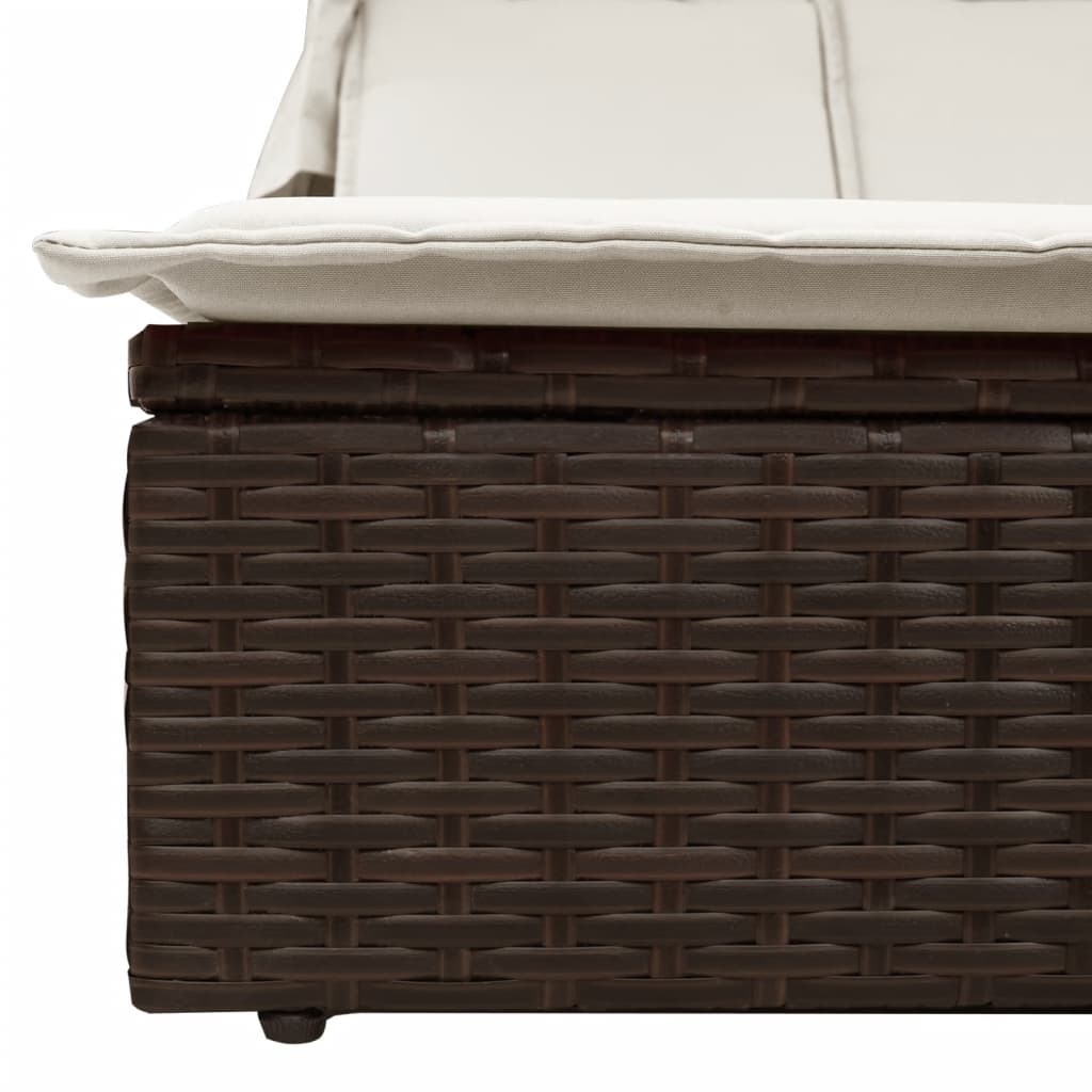 solseng med baldakin og hynder polyrattan brun