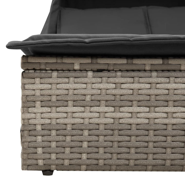 solseng med baldakin og hynder polyrattan grå