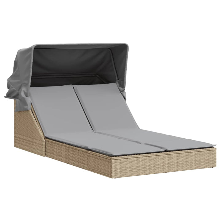 solseng med baldakin og hynder polyrattan beige