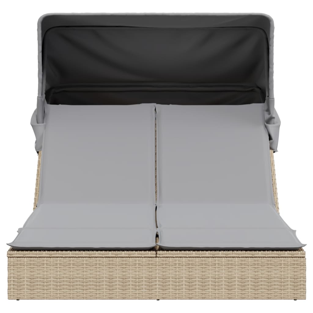 solseng med baldakin og hynder polyrattan beige