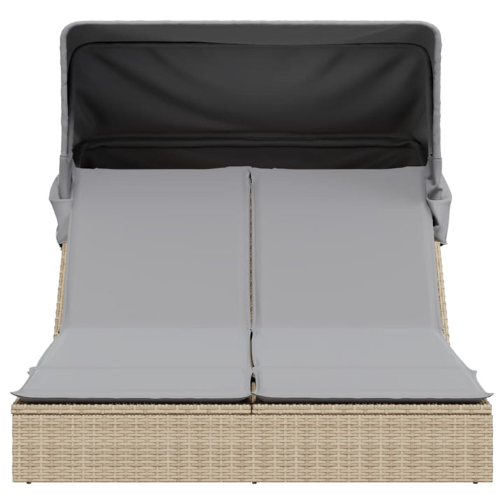 solseng med baldakin og hynder polyrattan beige
