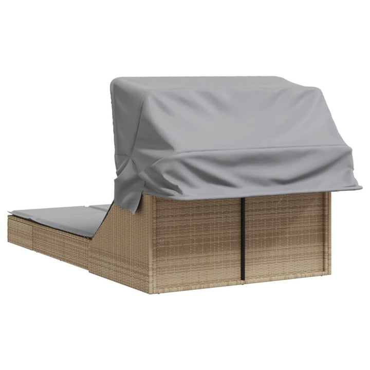 solseng med baldakin og hynder polyrattan beige