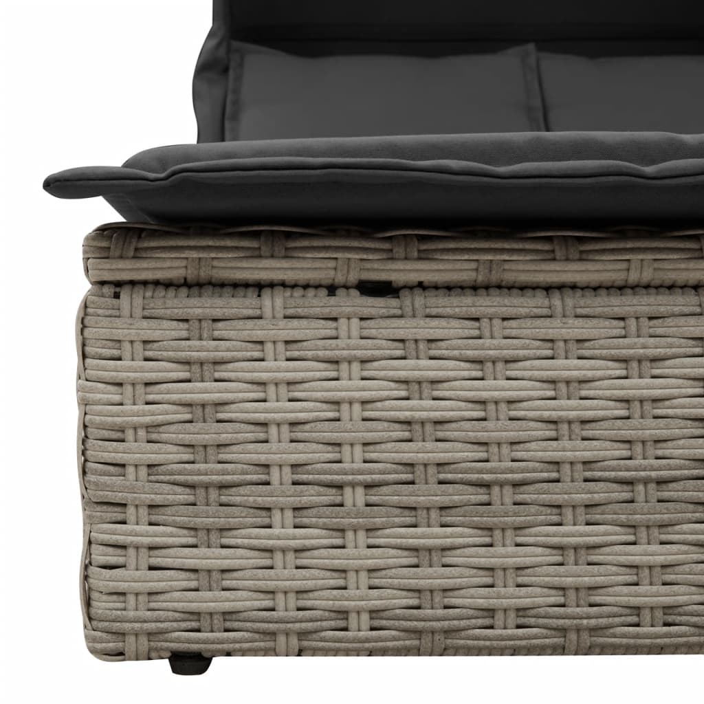solseng med baldakin og hynder polyrattan lysegrå