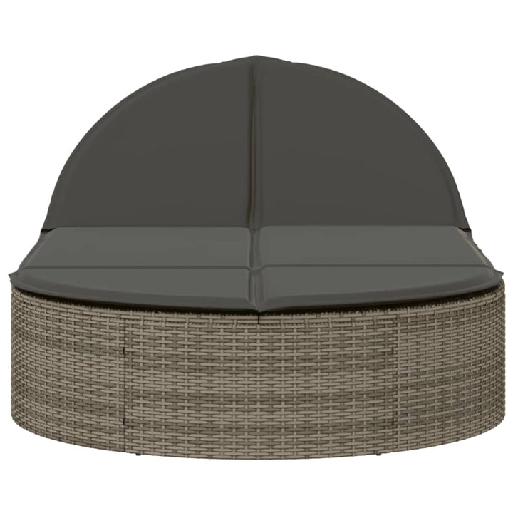 loungesofa med hynder polyrattan grå