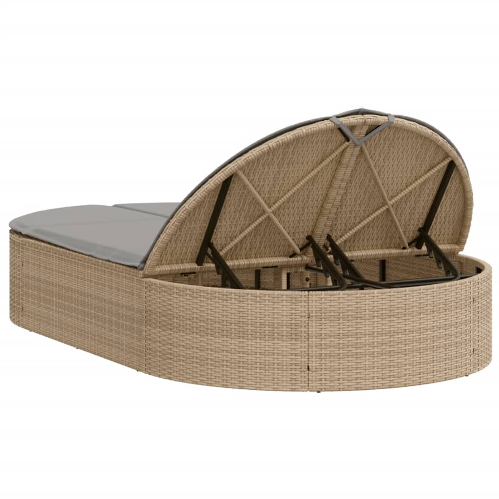 solseng med hynder polyrattan beige