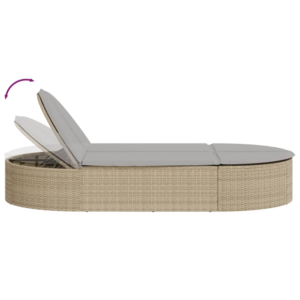 solseng med hynder polyrattan beige
