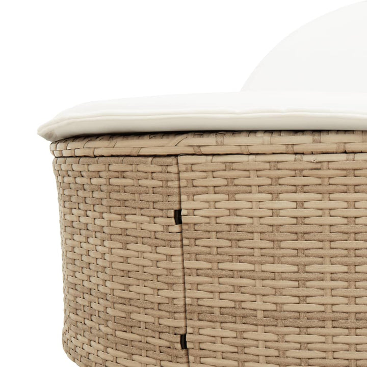 solseng med hynder polyrattan beige