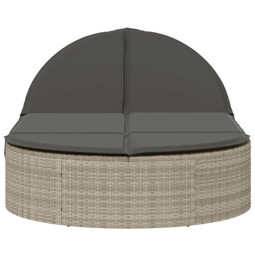 solseng med hynder polyrattan lysegrå