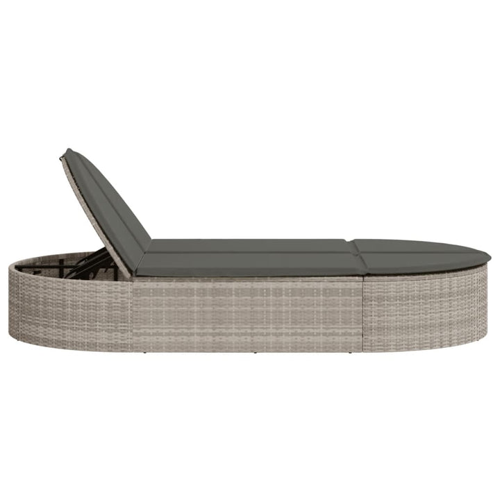 solseng med hynder polyrattan lysegrå