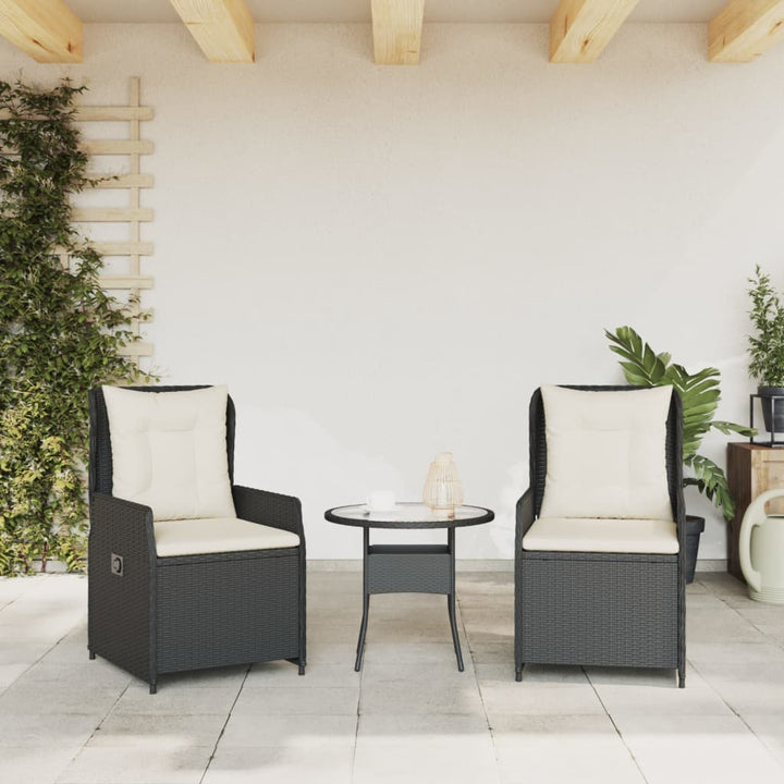 havestole 2 stk. med lænefunktion polyrattan sort