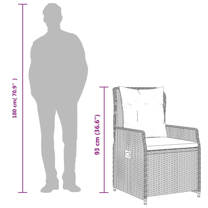 havestole 2 stk. med lænefunktion polyrattan sort