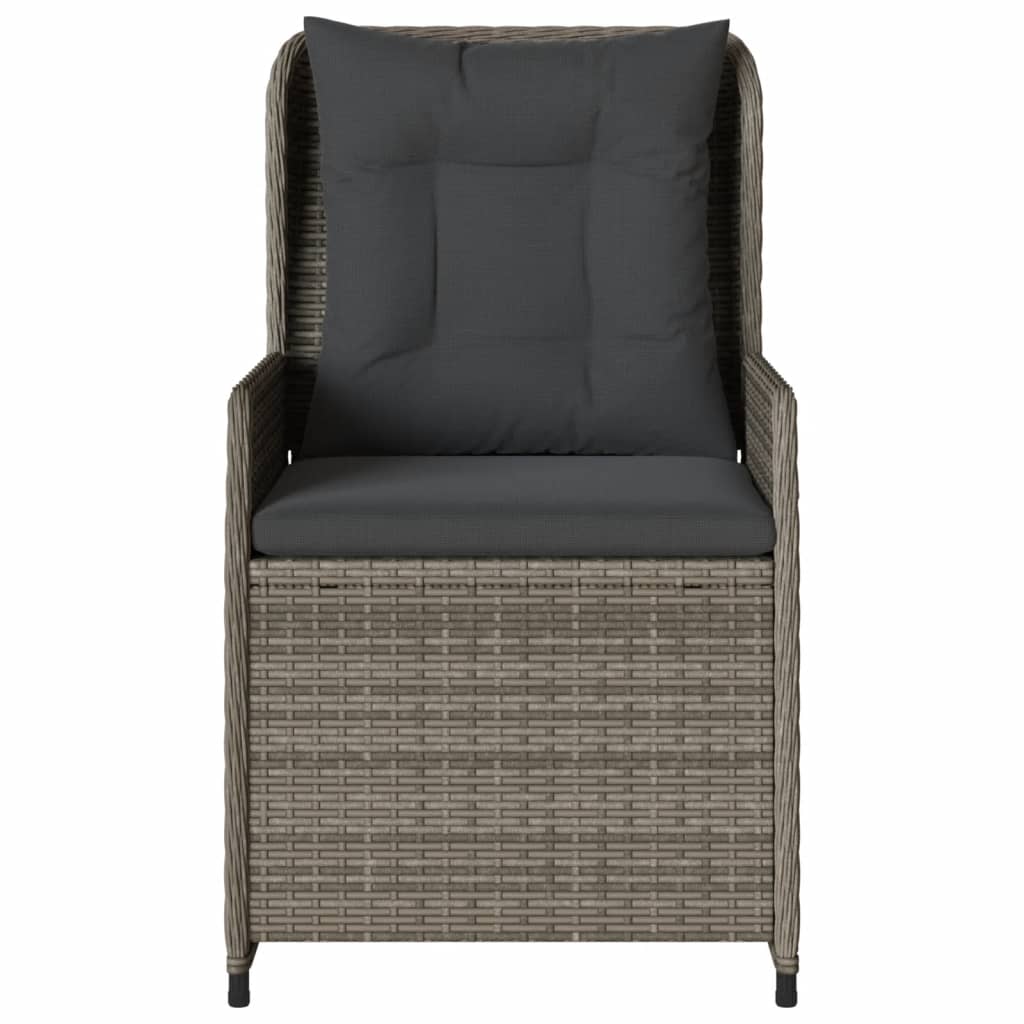 havestole 2 stk. med lænefunktion polyrattan grå