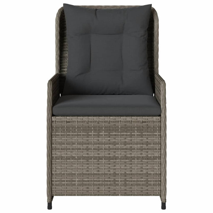 havestole 2 stk. med lænefunktion polyrattan grå