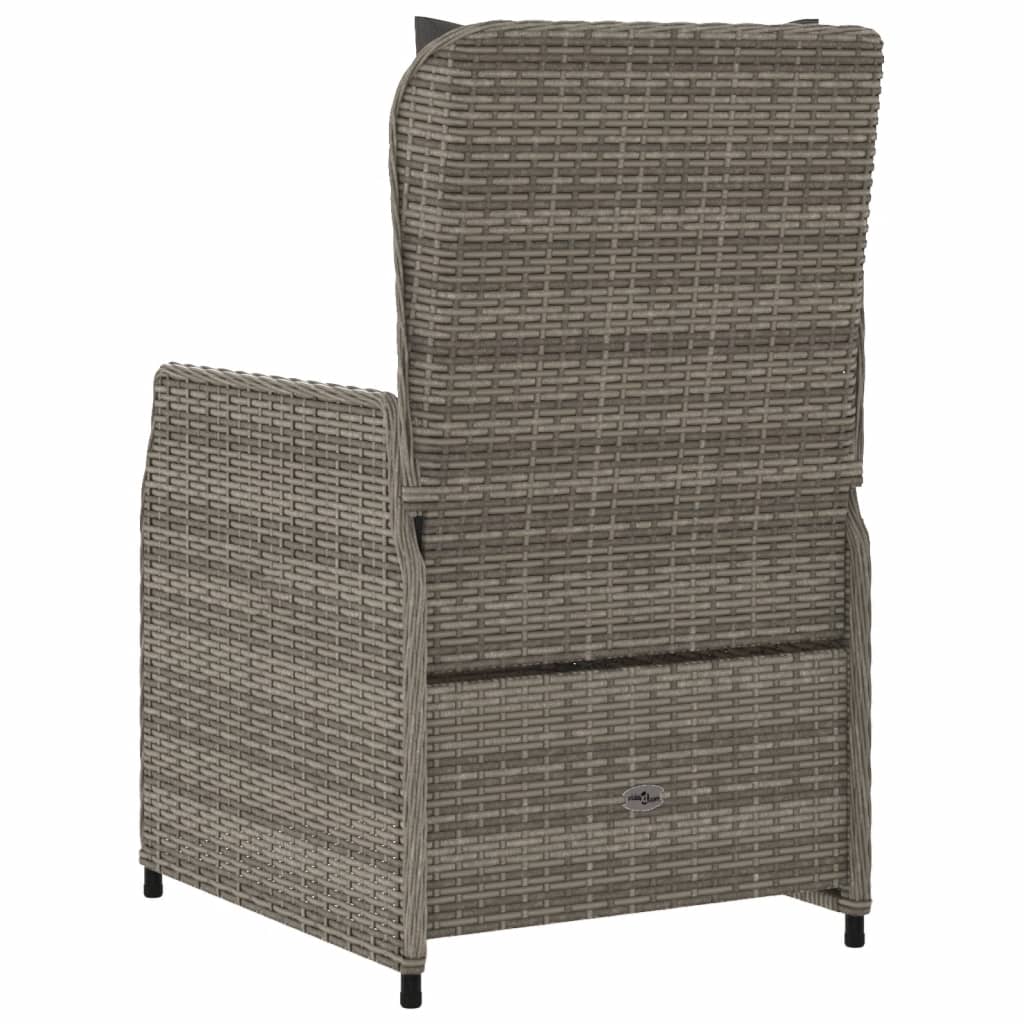 havestole 2 stk. med lænefunktion polyrattan grå