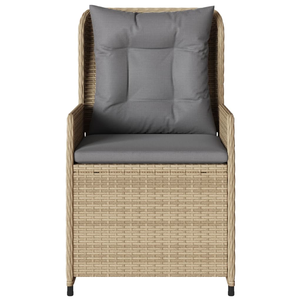 havestole 2 stk. med lænefunktion polyrattan beige