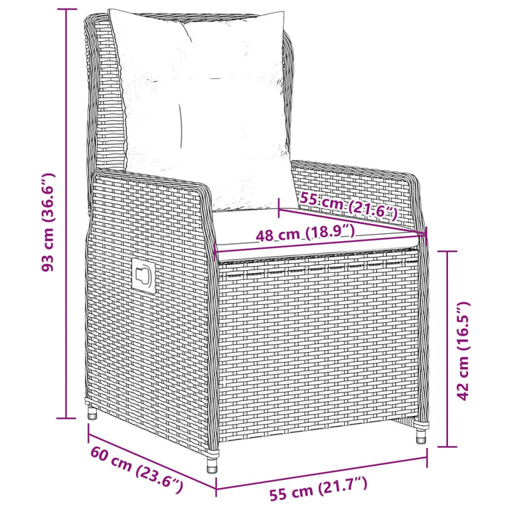 havestole 2 stk. med lænefunktion polyrattan beige