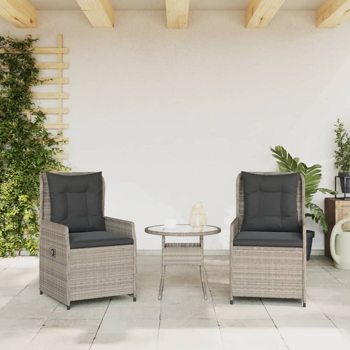 havestole 2 stk. med lænefunktion polyrattan grå