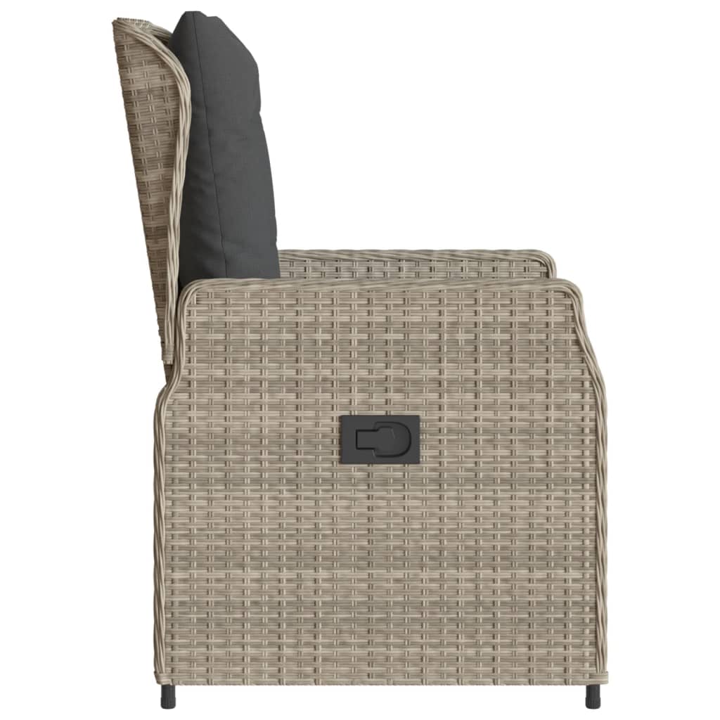 havestole 2 stk. med lænefunktion polyrattan grå