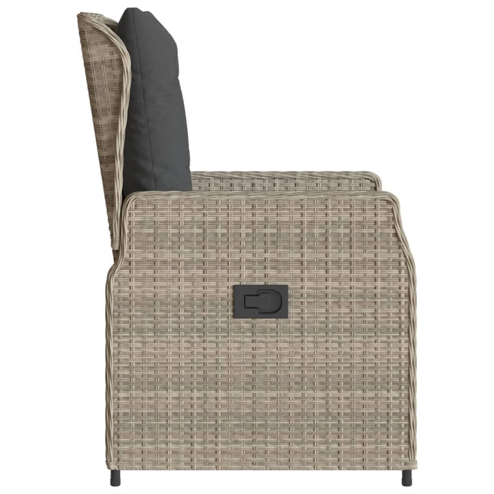 havestole 2 stk. med lænefunktion polyrattan grå