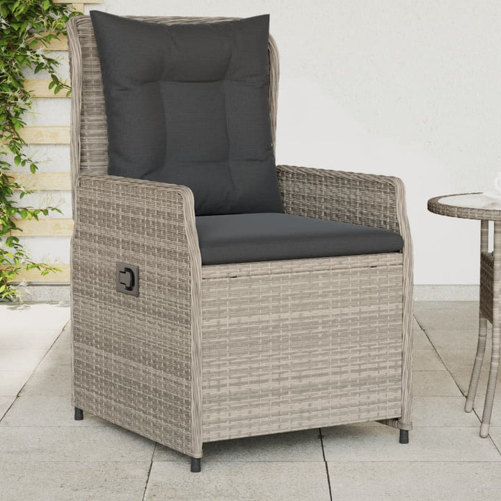 havestole 2 stk. med lænefunktion polyrattan grå