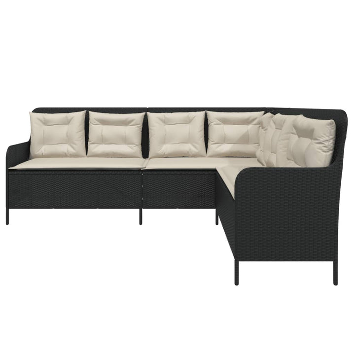 havesofa med hynder L-formet polyrattan sort