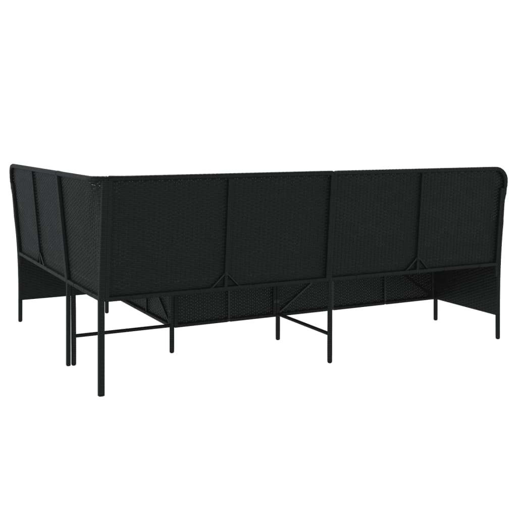 havesofa med hynder L-formet polyrattan sort