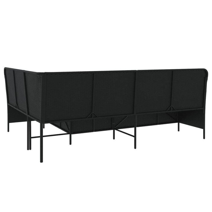 havesofa med hynder L-formet polyrattan sort