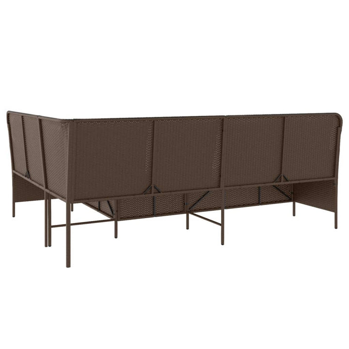 havesofa med hynder L-formet polyrattan brun