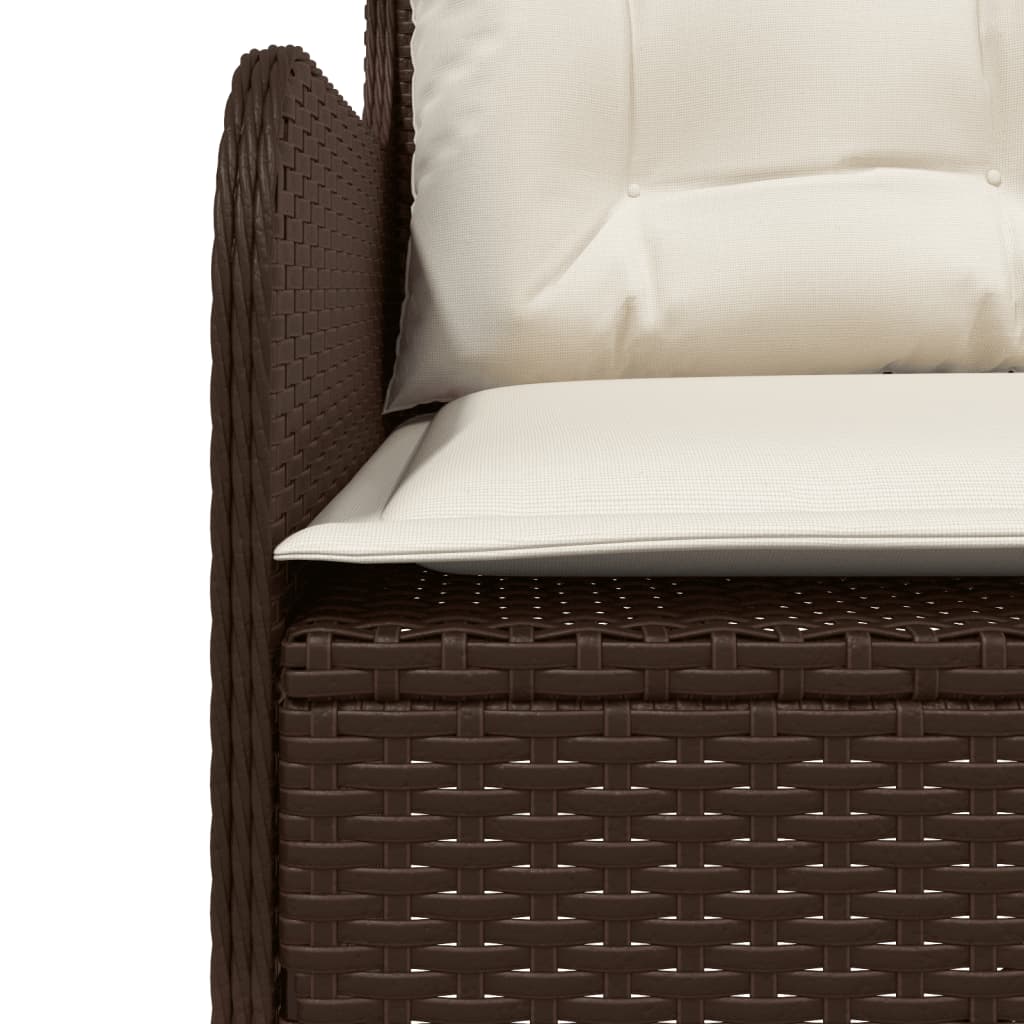 havesofa med hynder L-formet polyrattan brun