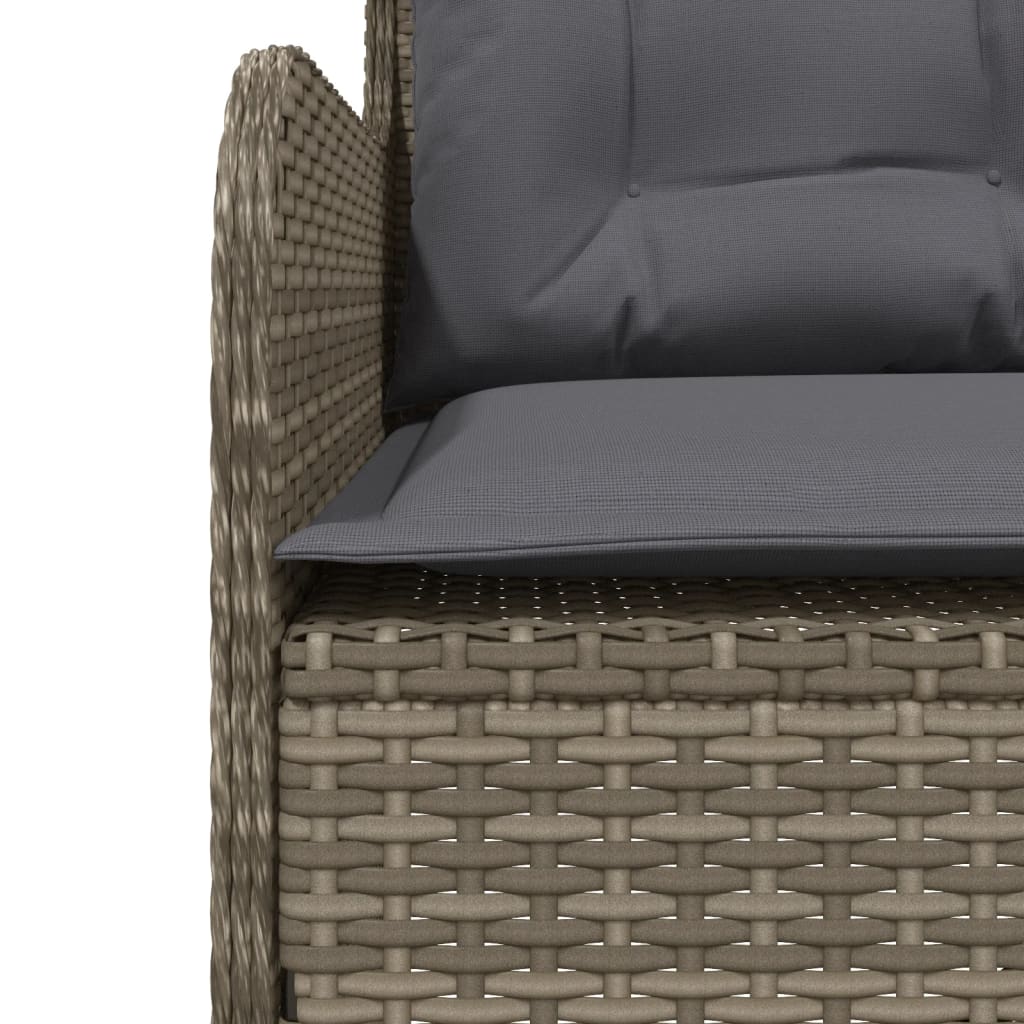 havesofa med hynder L-formet polyrattan grå