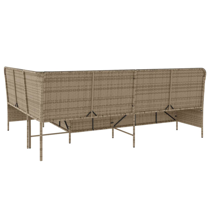 havesofa med hynder L-formet polyrattan beige