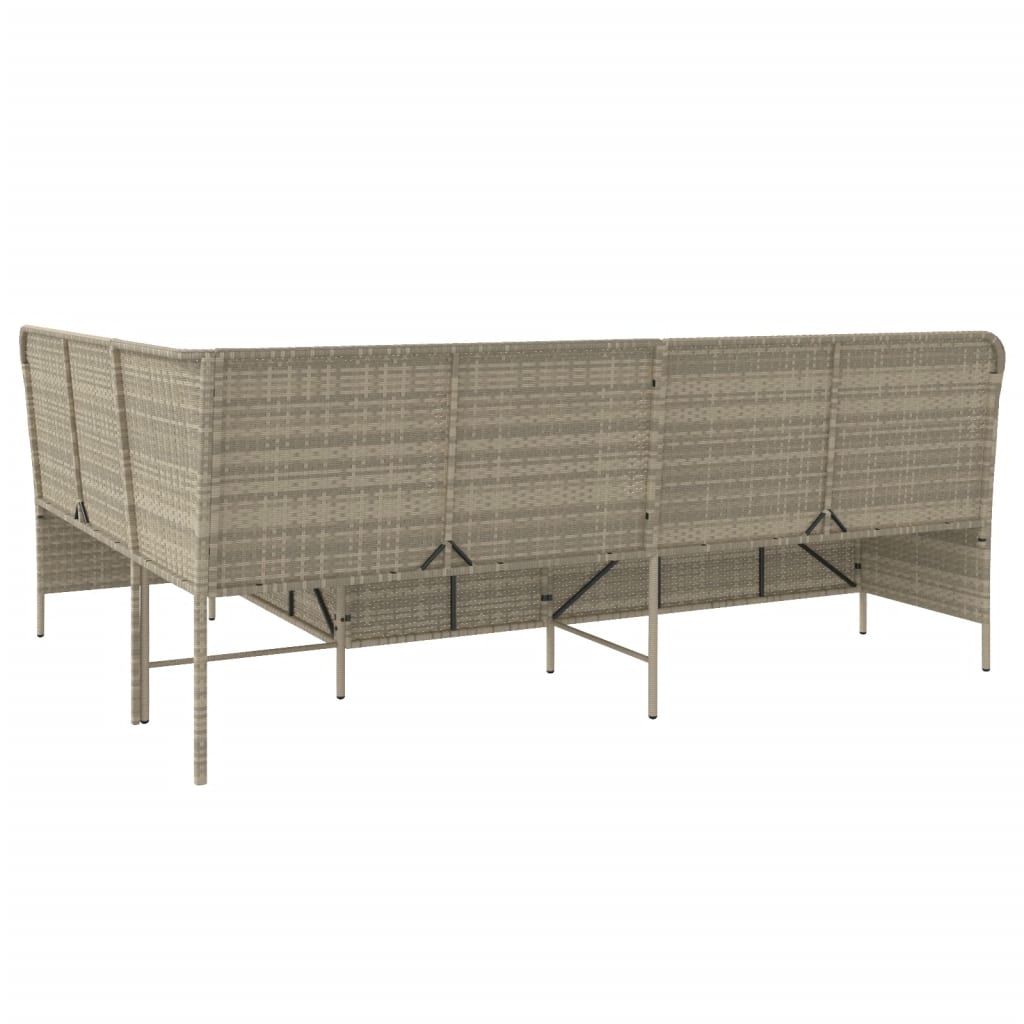 havesofa med hynder L-formet polyrattan lysegrå