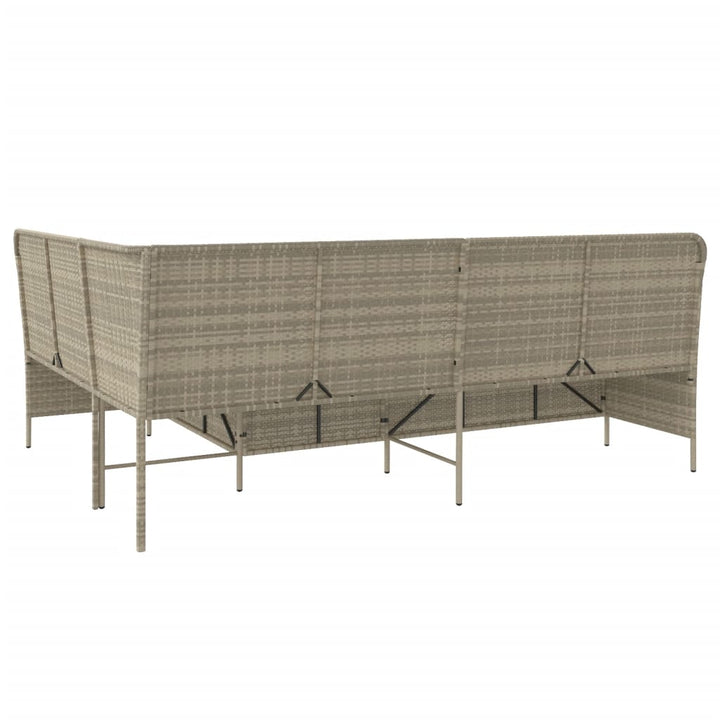 havesofa med hynder L-formet polyrattan lysegrå