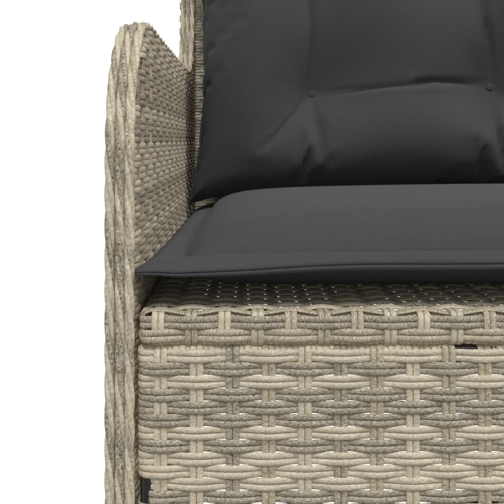 havesofa med hynder L-formet polyrattan lysegrå