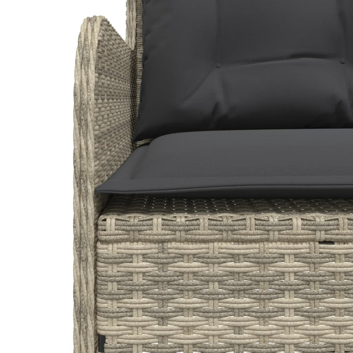 havesofa med hynder L-formet polyrattan lysegrå