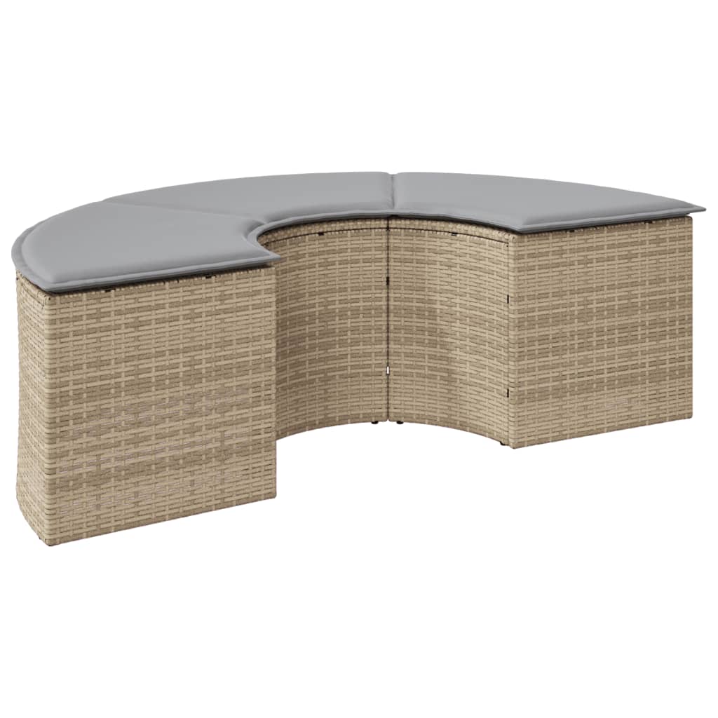 haveskammel med hynde polyrattan beige