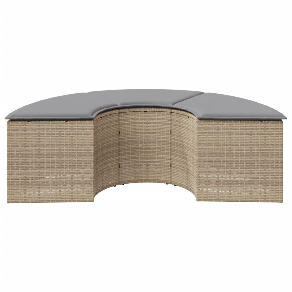haveskammel med hynde polyrattan beige