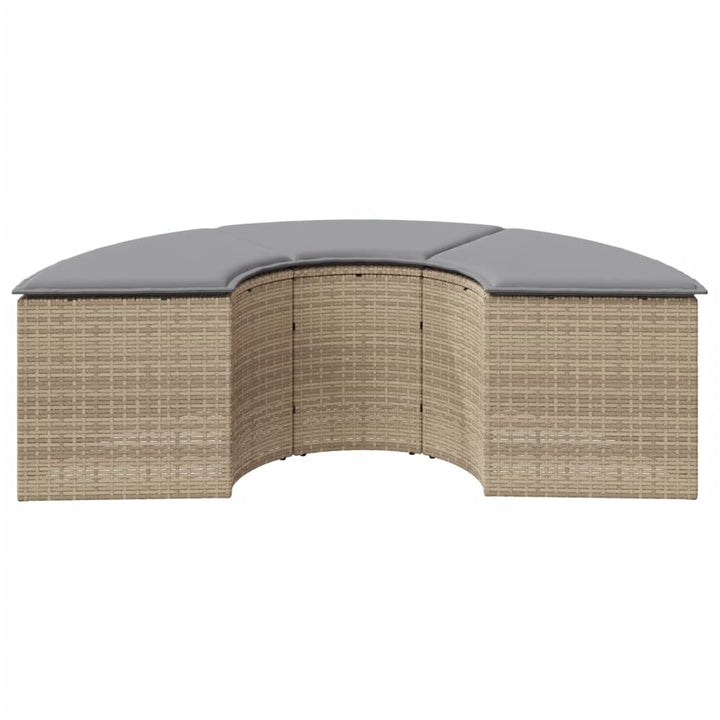 haveskammel med hynde polyrattan beige